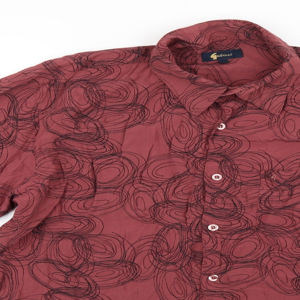 galicci Mens Brown Geometric   Button-Up Size L