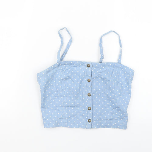 New Look Girls Blue Polka Dot  Basic Blouse Size 11 Years