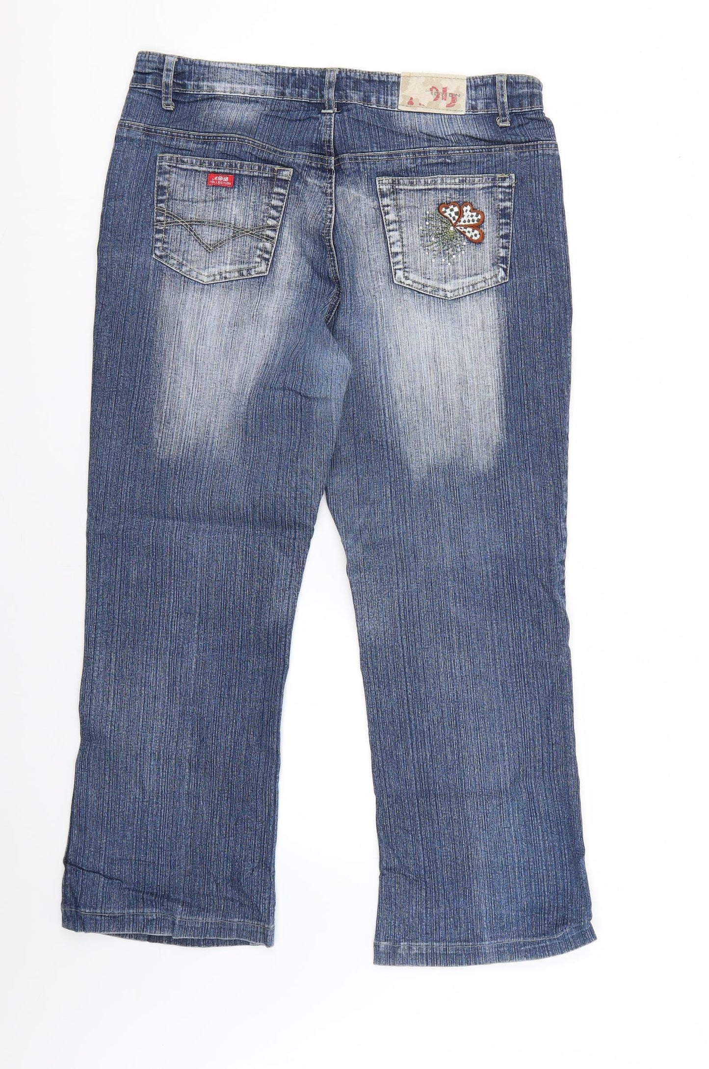 adb collection Womens Blue Floral  Flared Jeans Size 44 L24 in