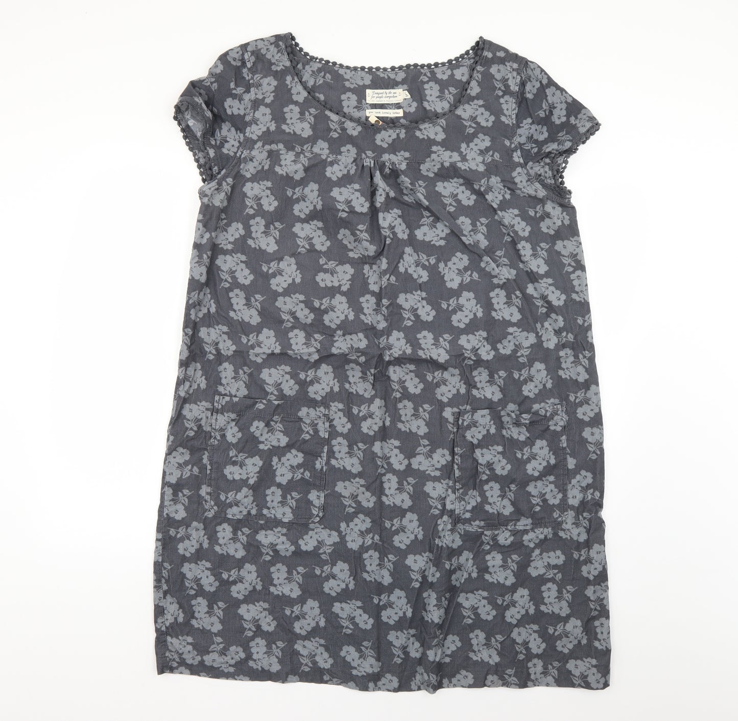 Seasalt Womens Grey Geometric  T-Shirt Dress  Size 16
