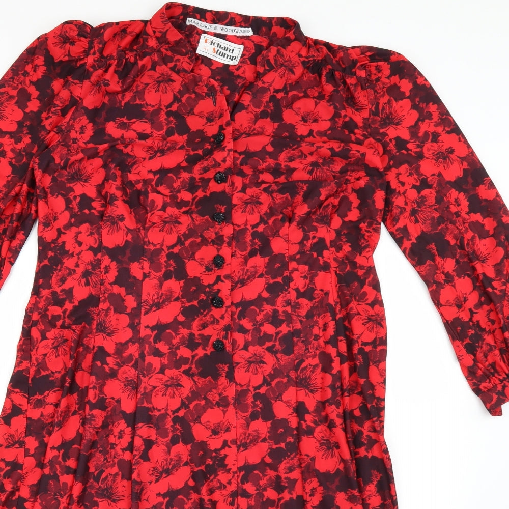 richard stump Womens Red Floral  Fit & Flare  Size 14