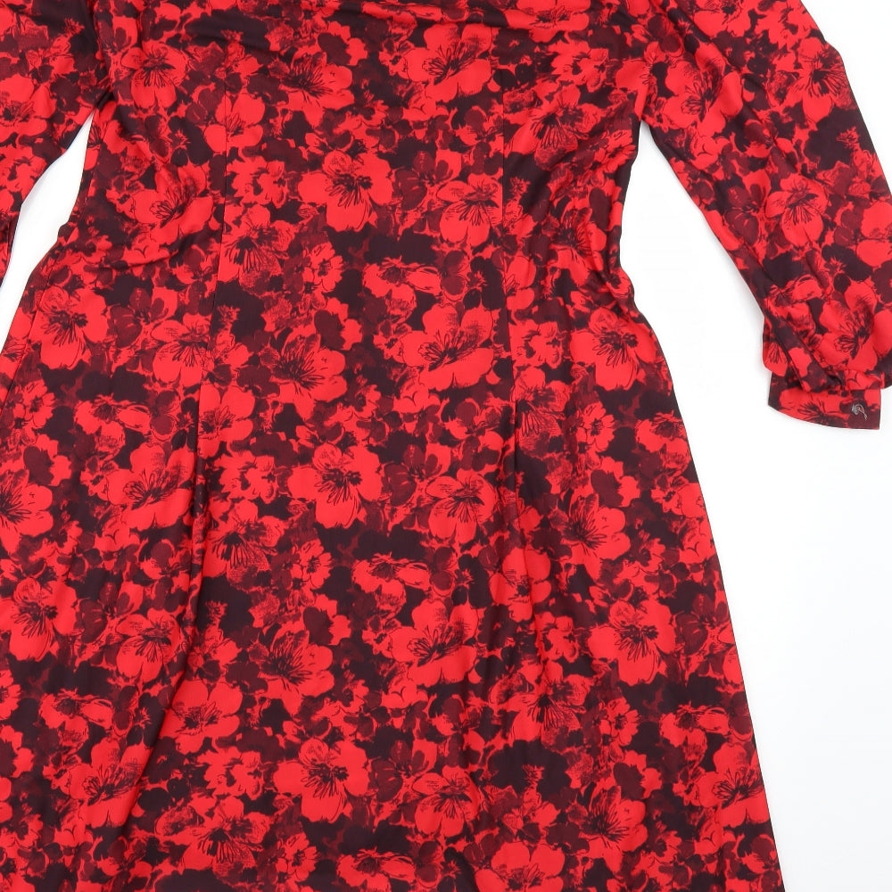 richard stump Womens Red Floral  Fit & Flare  Size 14