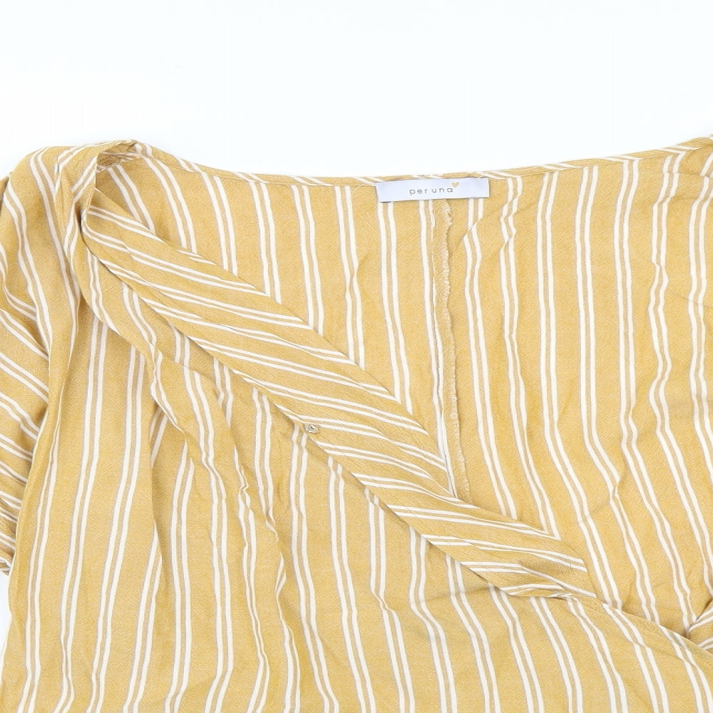 Marks and Spencer Womens Yellow Striped  Basic Blouse Size 22