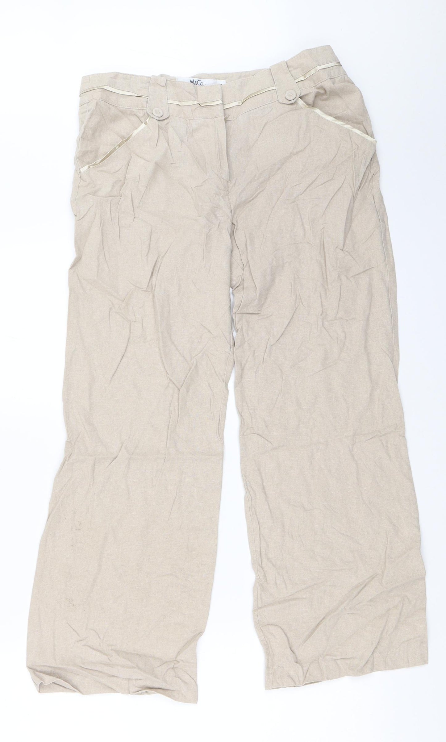 M&Co Womens Beige   Trousers  Size 10 L26.5 in