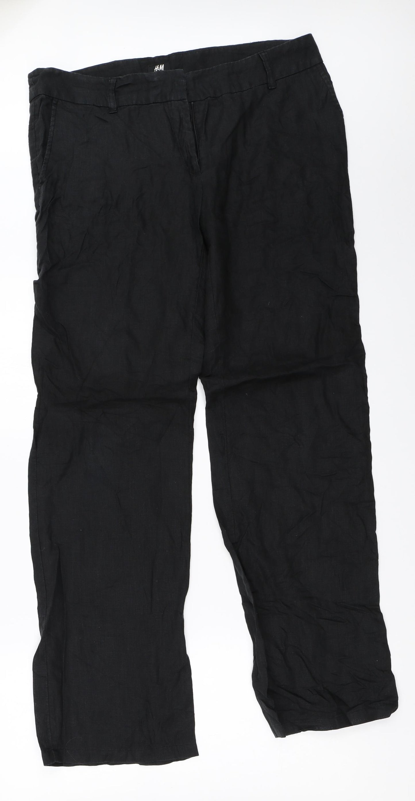 H&M Womens Black   Trousers  Size 42 L33 in