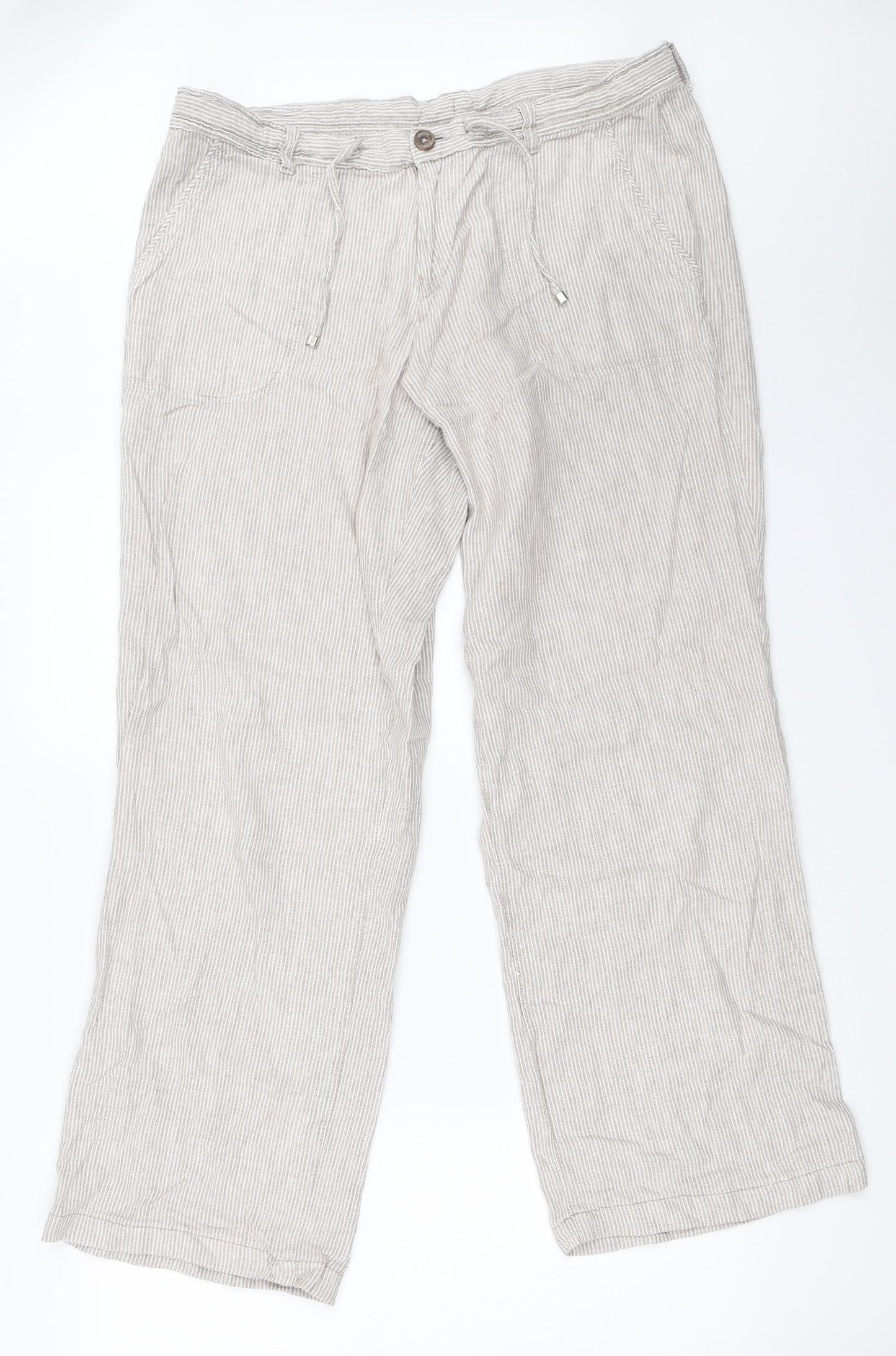 Principles Womens Beige Striped  Trousers  Size 16 L30 in