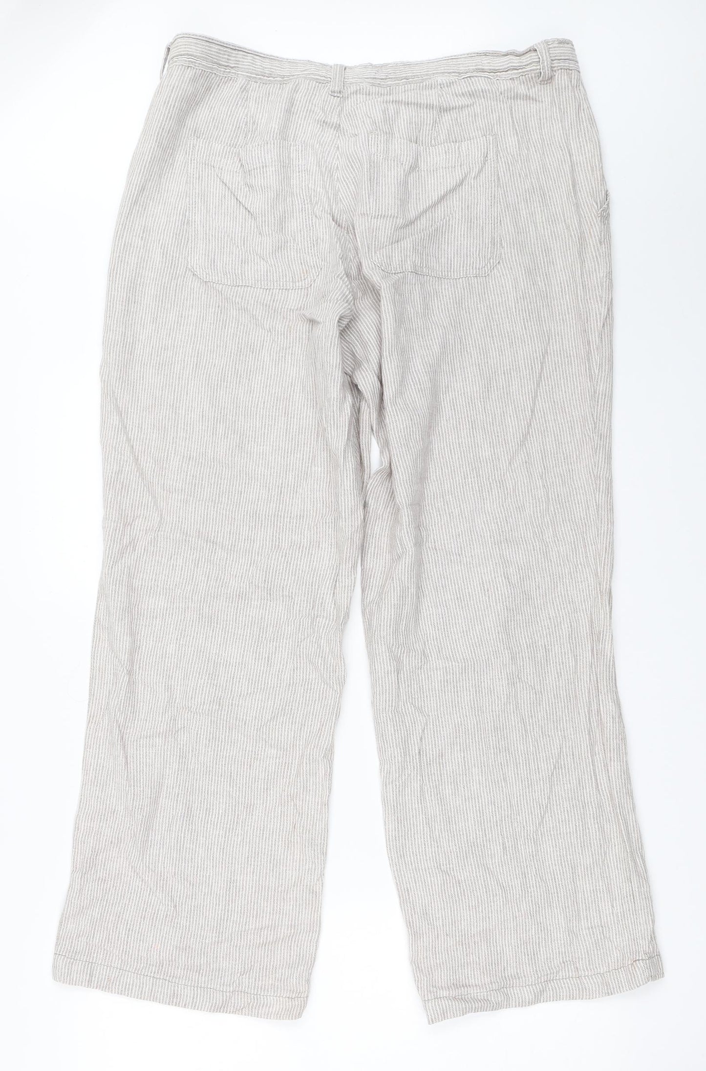 Principles Womens Beige Striped  Trousers  Size 16 L30 in