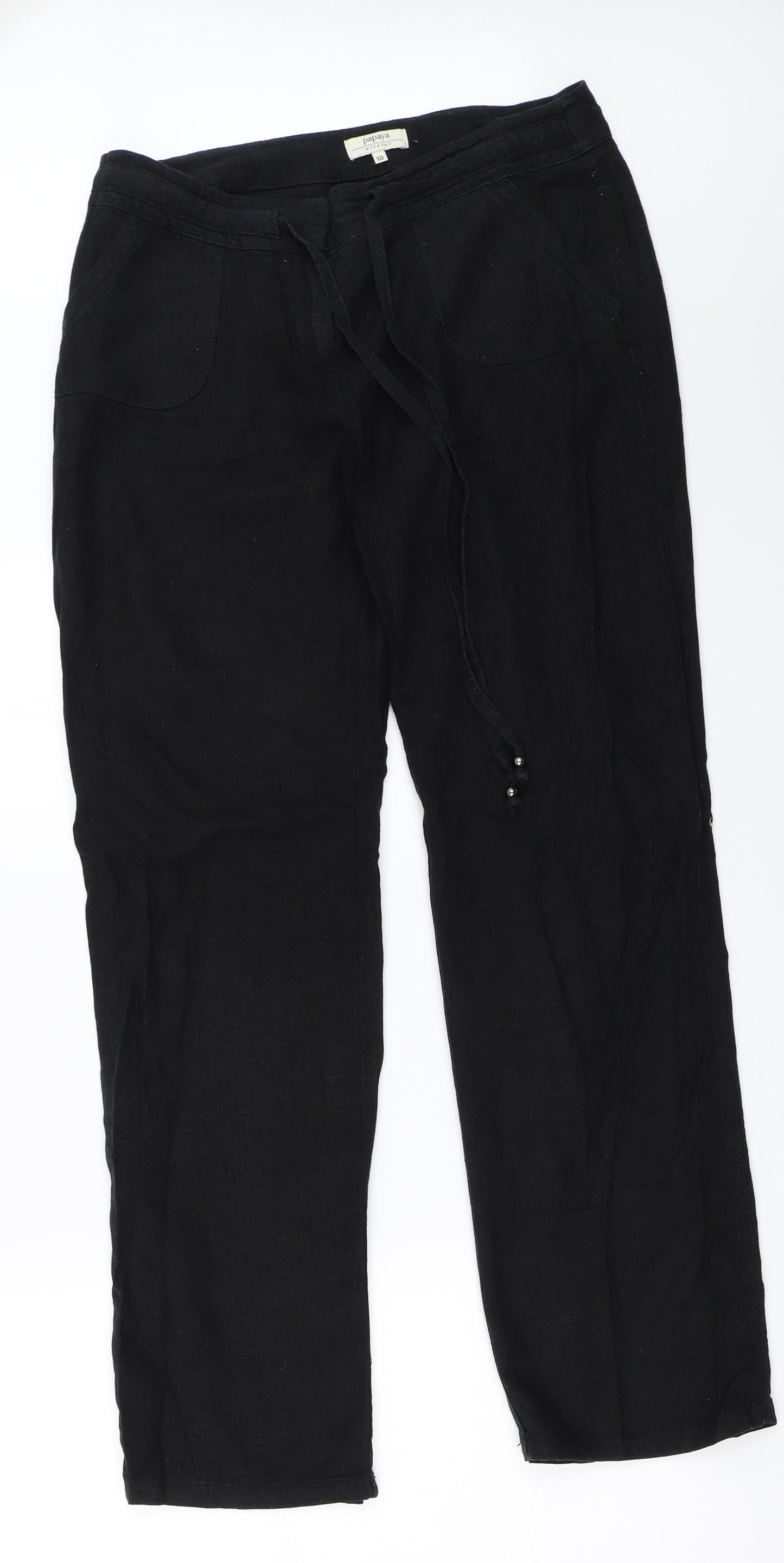 Papaya Womens Black   Trousers  Size 10 L31 in