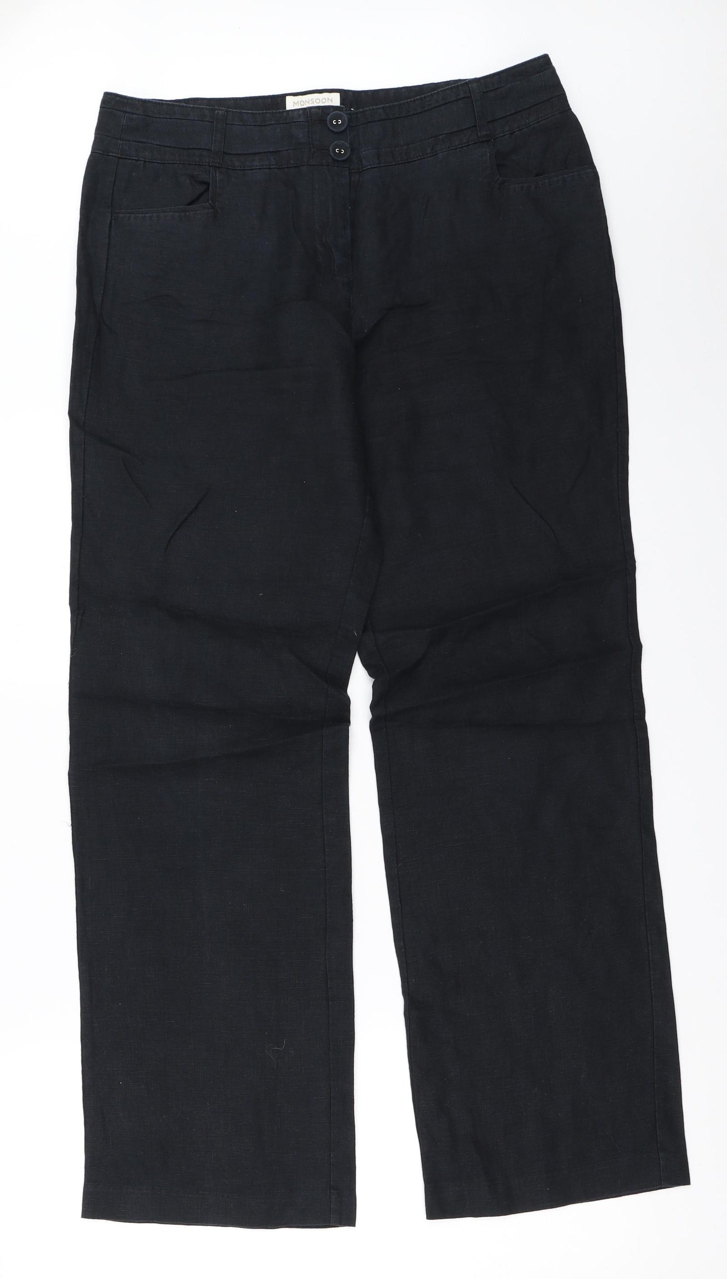 Monsoon Womens Black   Trousers  Size 12 L30.5 in