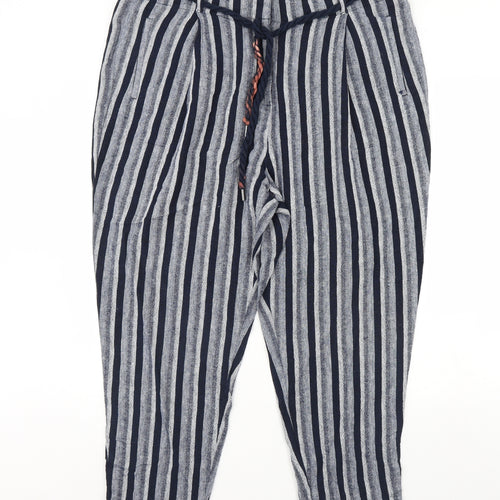 m&s Womens Blue Striped  Trousers  Size 20 L30 in