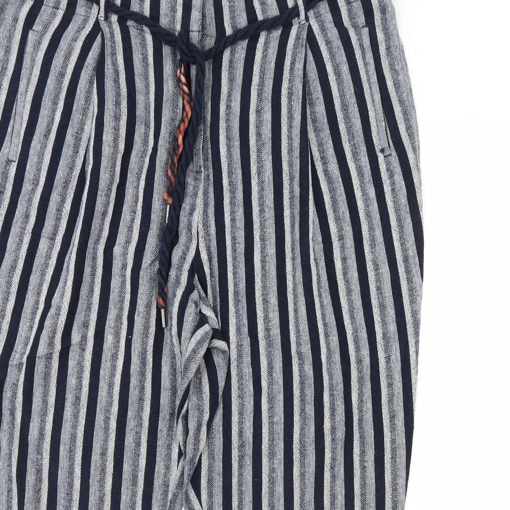 m&s Womens Blue Striped  Trousers  Size 20 L30 in