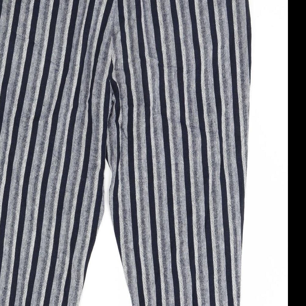 m&s Womens Blue Striped  Trousers  Size 20 L30 in