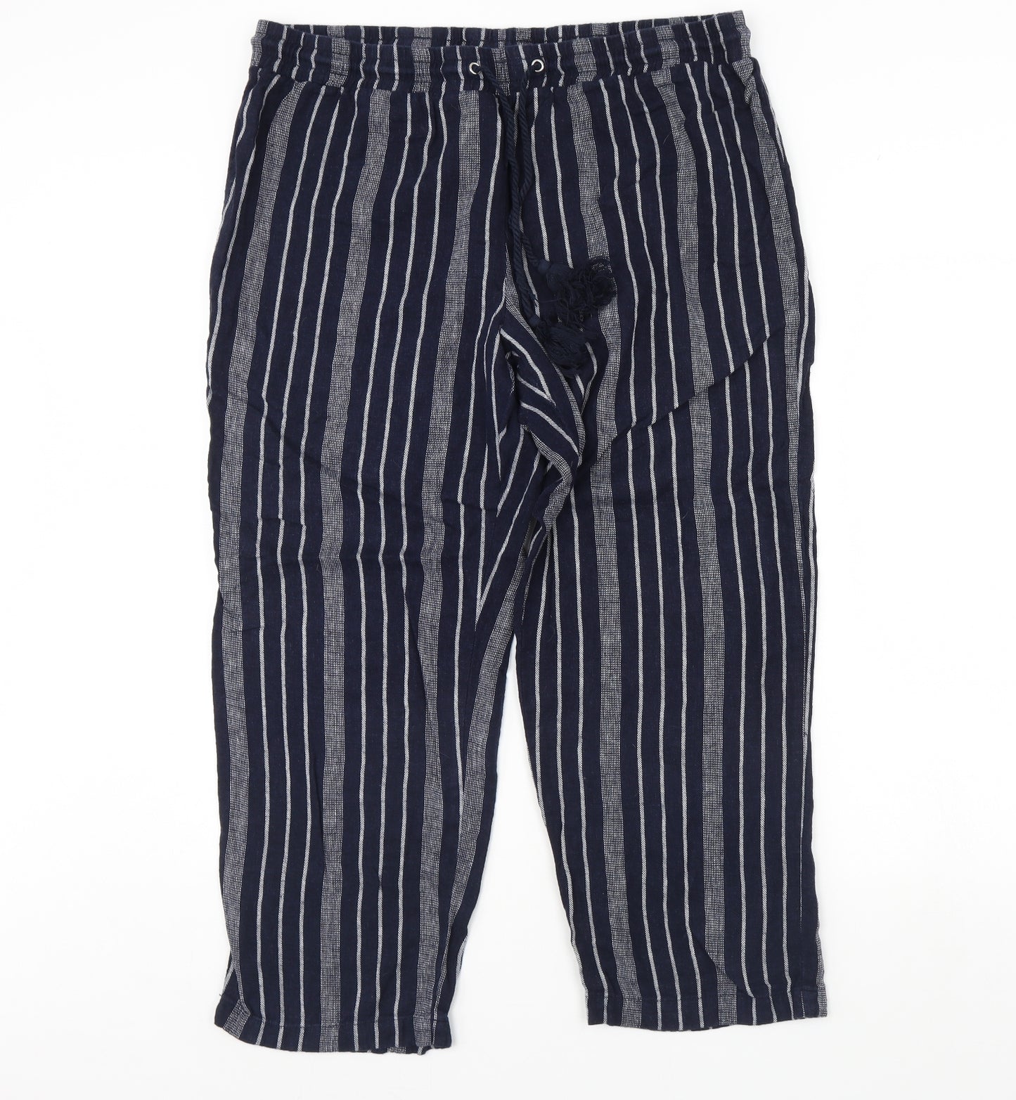 Pep & co Womens Blue Striped  Trousers  Size 16 L30 in