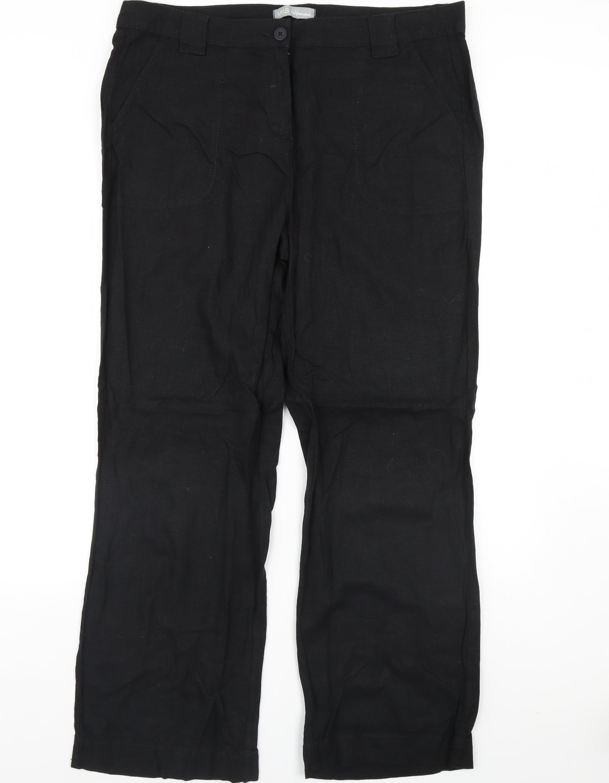 m&s Womens Black   Trousers  Size 18 L32 in