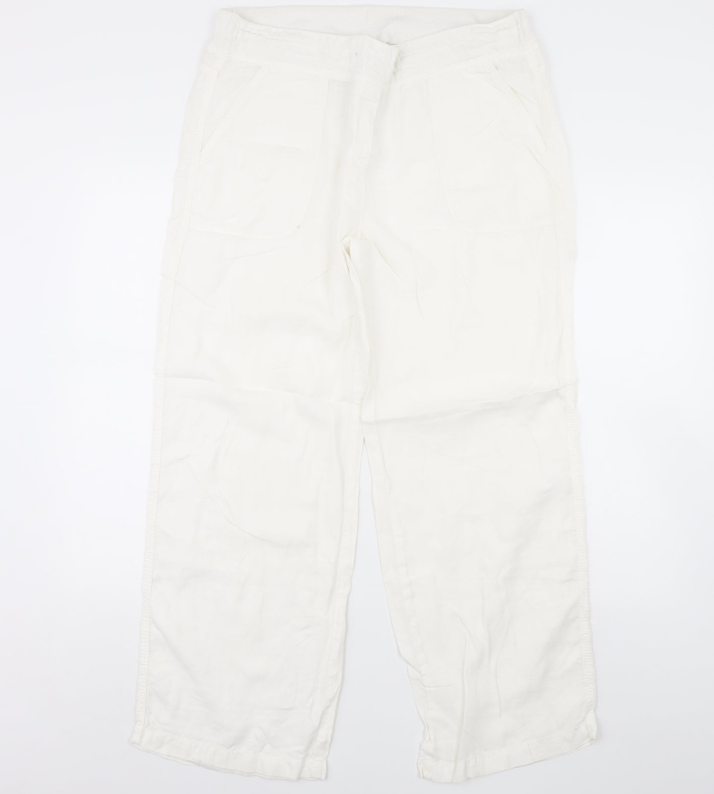 m&s Womens White   Trousers  Size 14 L30 in