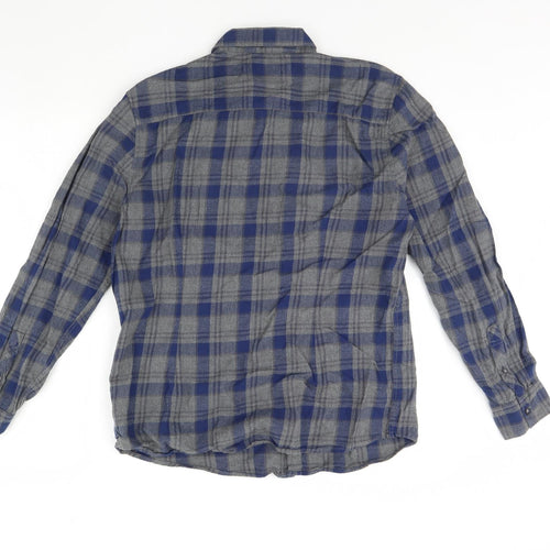 Easy Mens Blue Check   Dress Shirt Size L