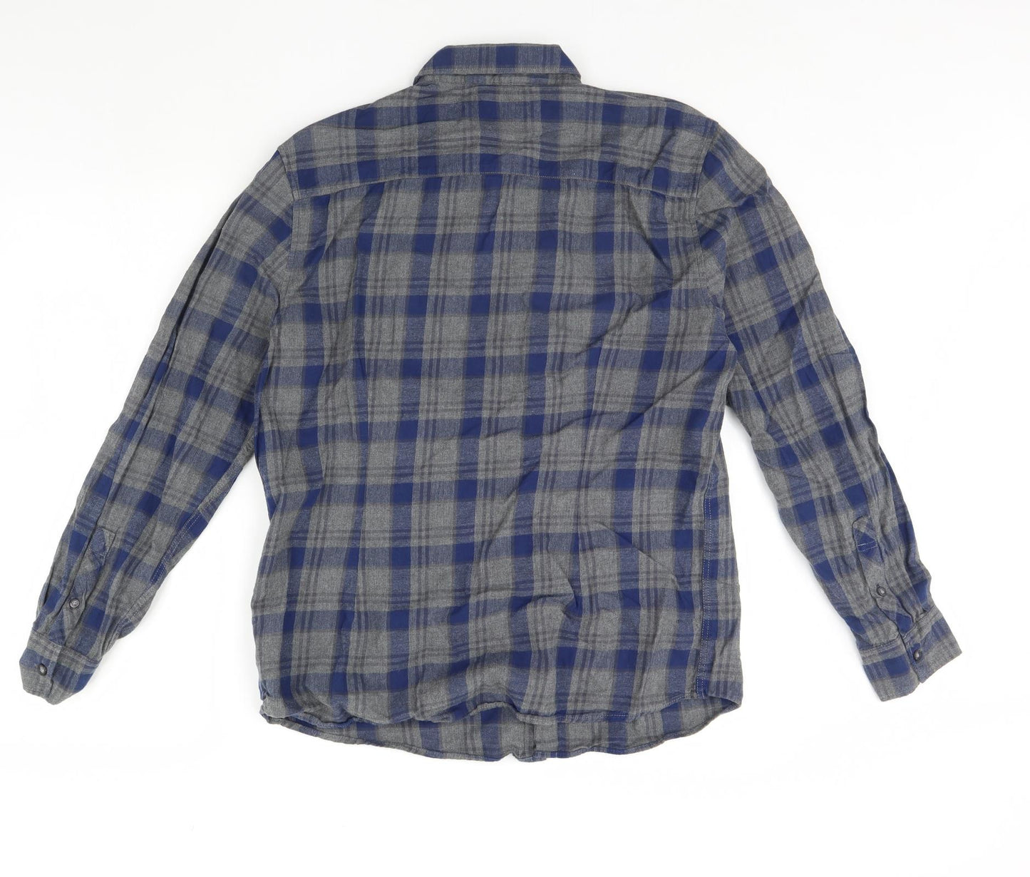 Easy Mens Blue Check   Dress Shirt Size L