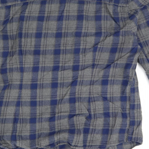 Easy Mens Blue Check   Dress Shirt Size L