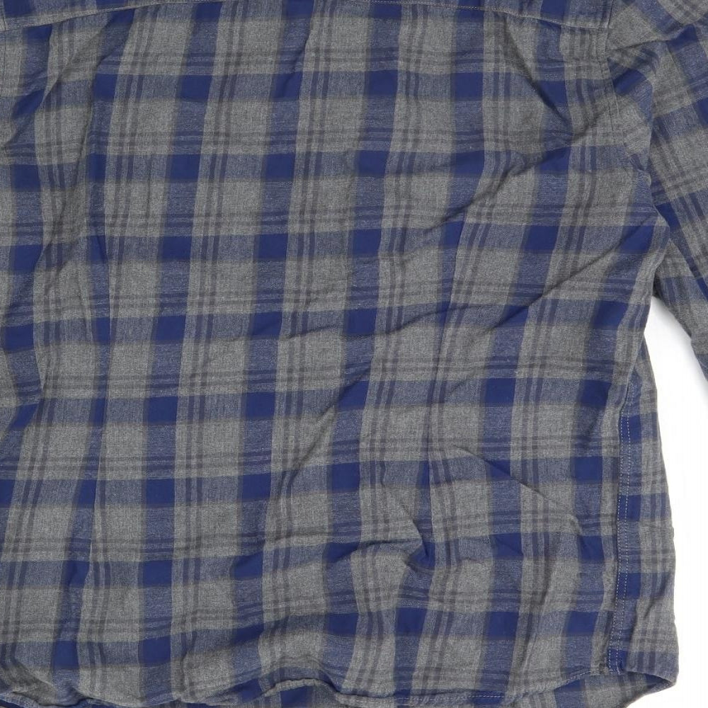 Easy Mens Blue Check   Dress Shirt Size L