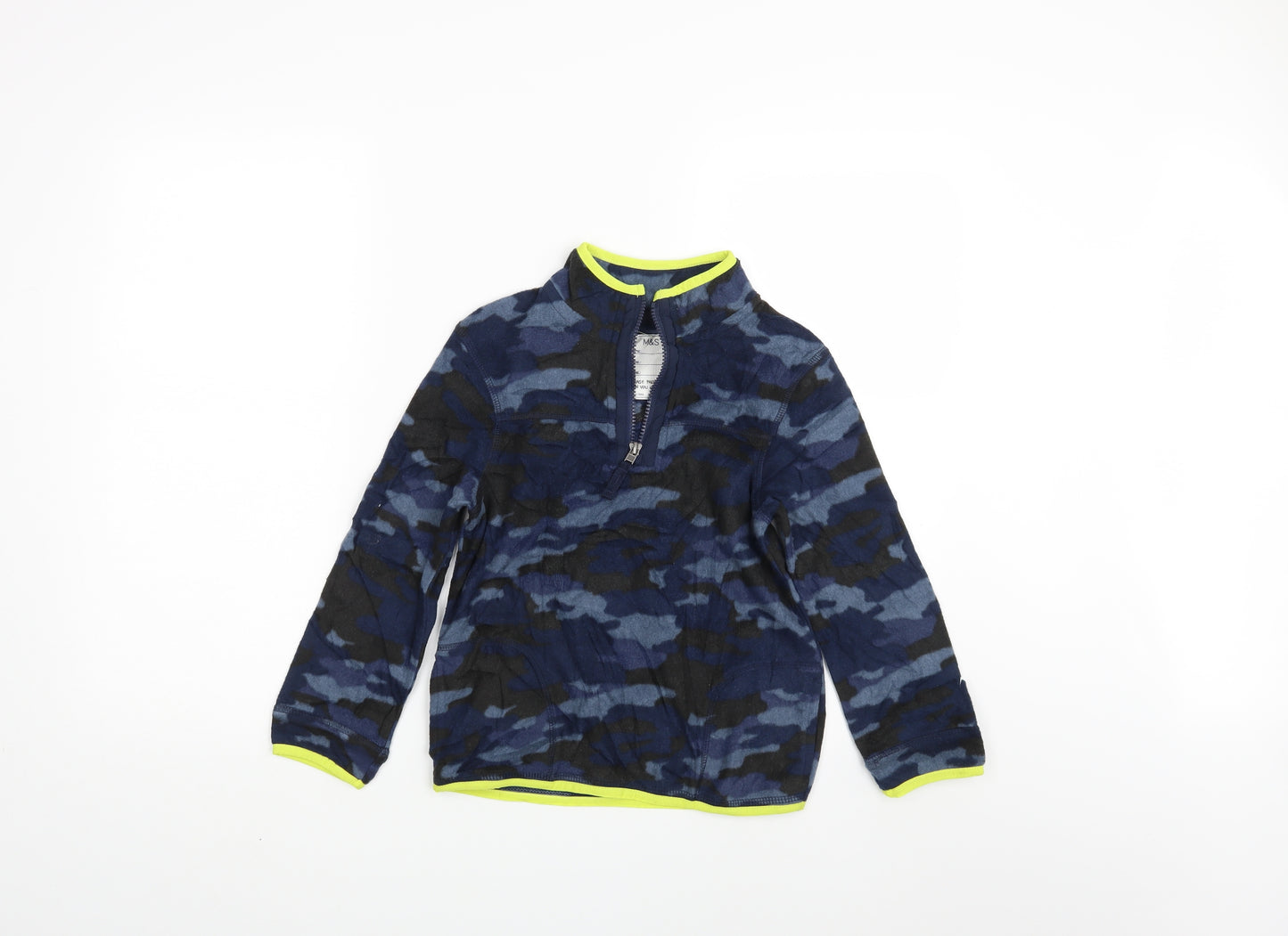 Marks and Spencer Boys Blue Camouflage  Pullover Jumper Size 8-9 Years
