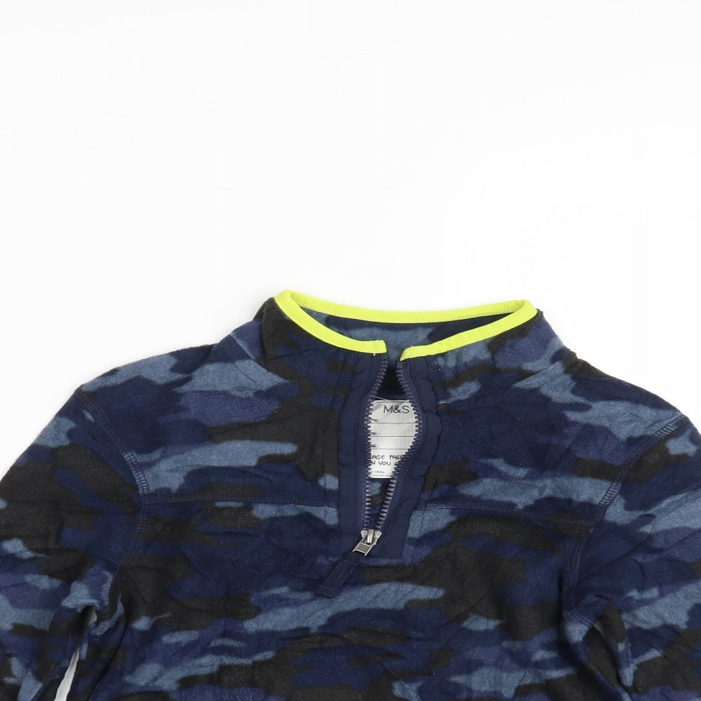 Marks and Spencer Boys Blue Camouflage  Pullover Jumper Size 8-9 Years