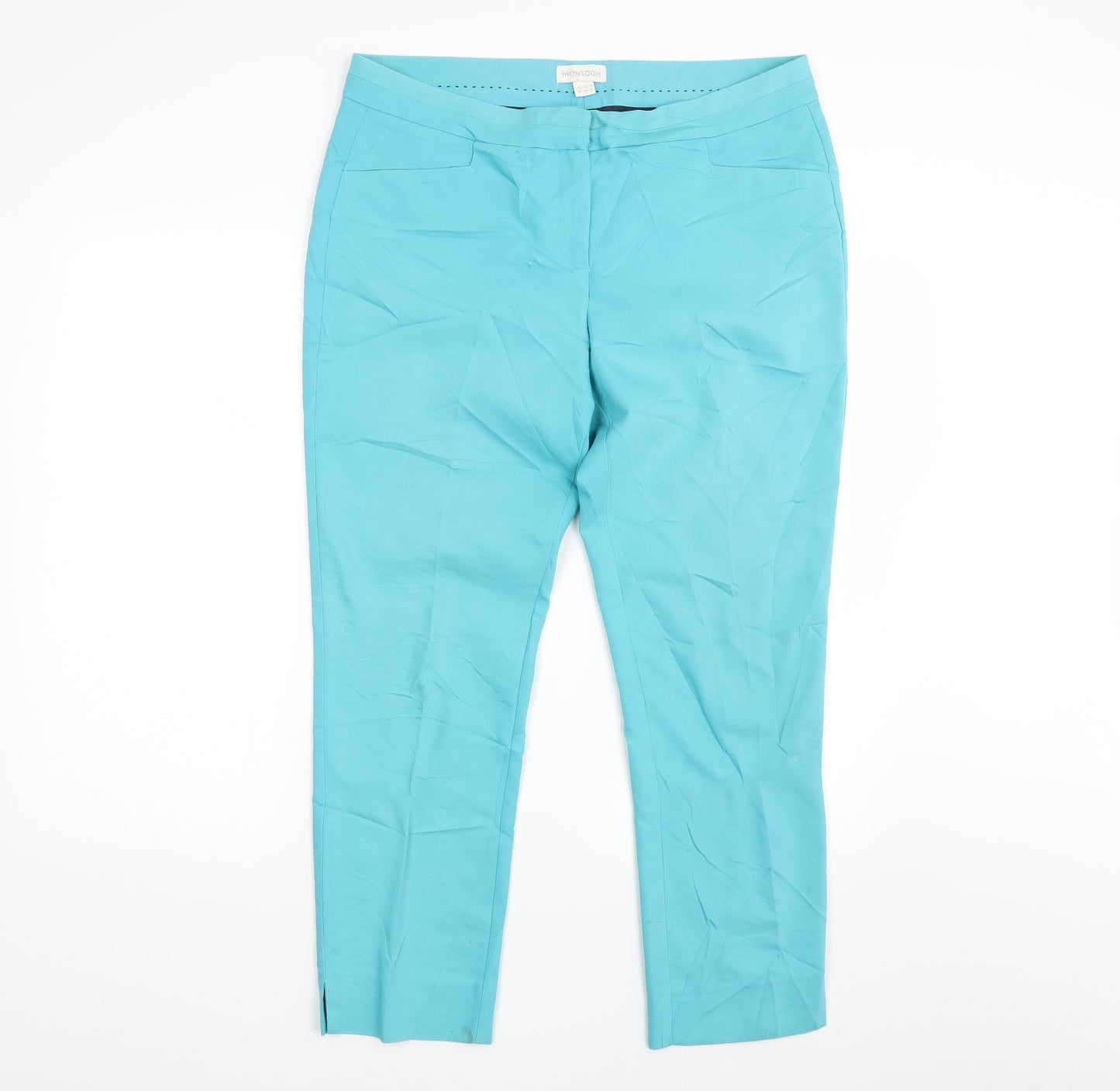 Monsoon Womens Blue   Trousers  Size 14 L25 in