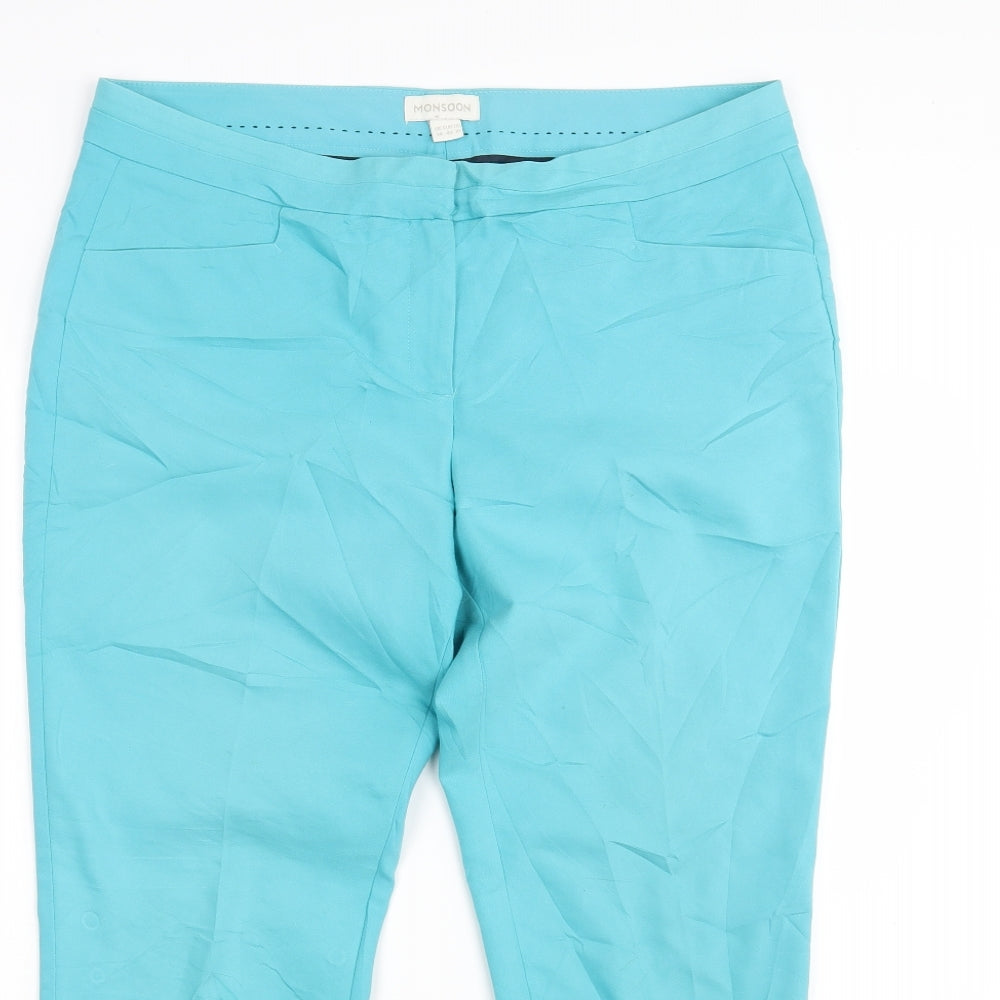 Monsoon Womens Blue   Trousers  Size 14 L25 in