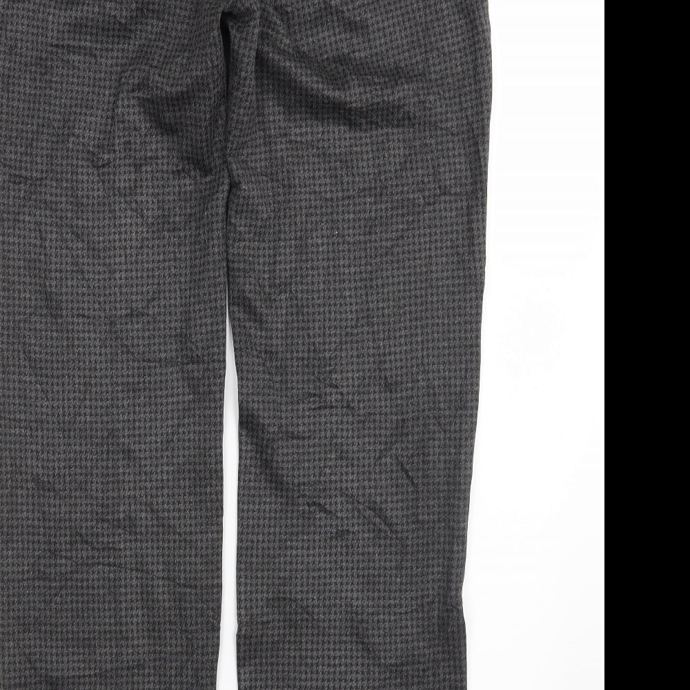 Marks and Spencer Womens Grey Houndstooth  Trousers  Size 12 L29 in