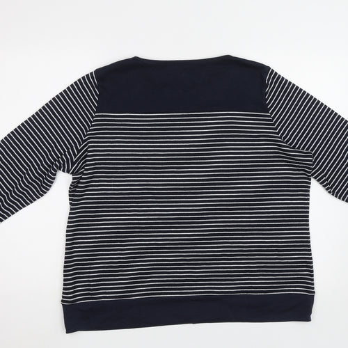 BM Womens Blue Striped  Pullover Sweatshirt Size L