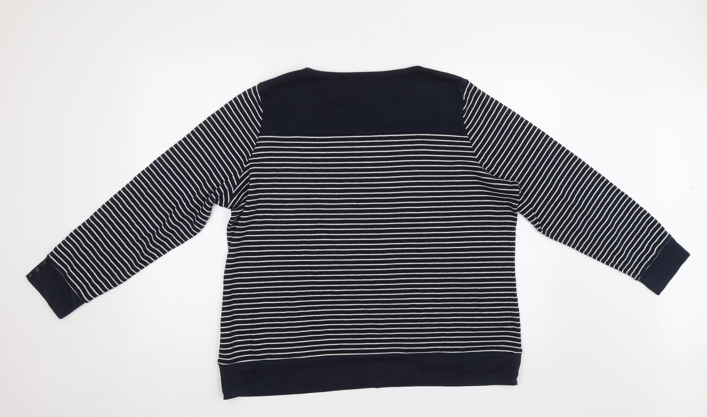 BM Womens Blue Striped  Pullover Sweatshirt Size L