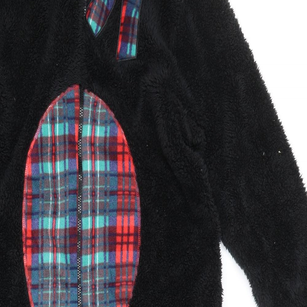 Primark Mens Black Check Fleece  Bodysuit Size M  - Onesie