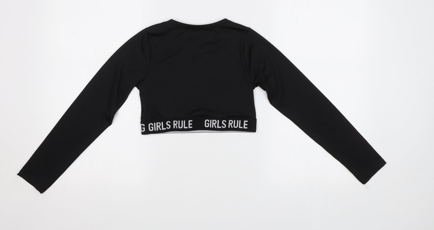 Peacocs Girls Black   Cropped T-Shirt Size 9-10 Years