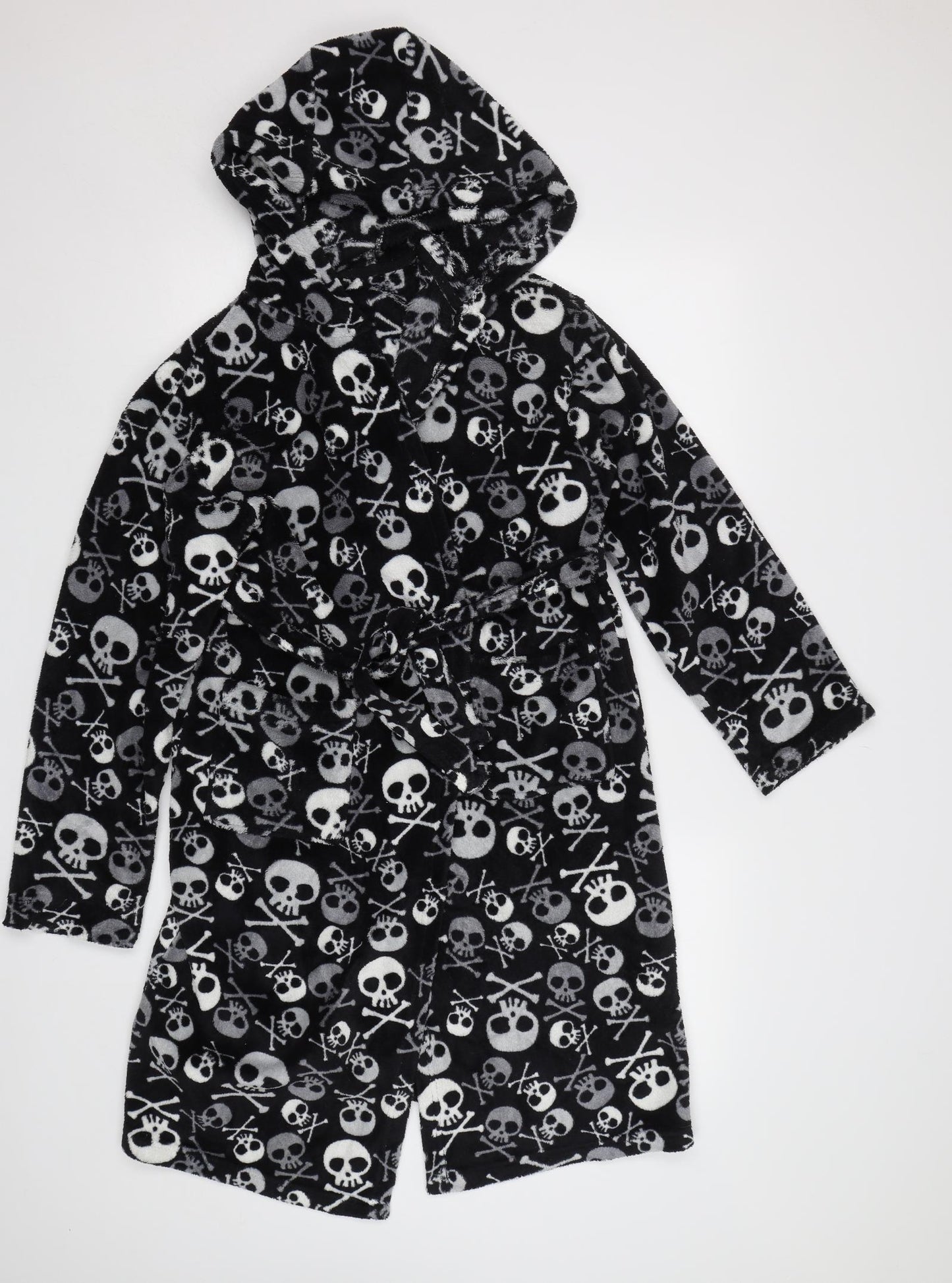 Preworn Boys Grey    Robe Size 12-13 Years  - Skulls