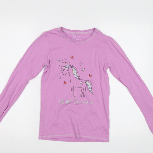 TU Girls Purple   Basic Polo Size 12 Years  - Unicorn