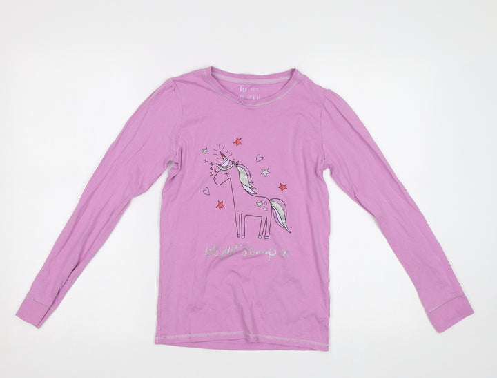 TU Girls Purple   Basic Polo Size 12 Years  - Unicorn