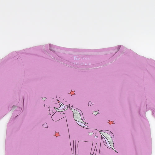 TU Girls Purple   Basic Polo Size 12 Years  - Unicorn