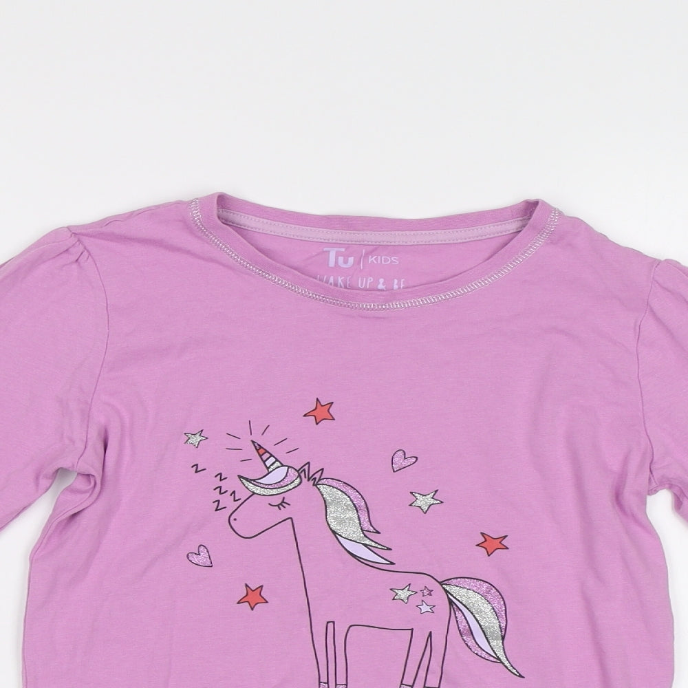 TU Girls Purple   Basic Polo Size 12 Years  - Unicorn