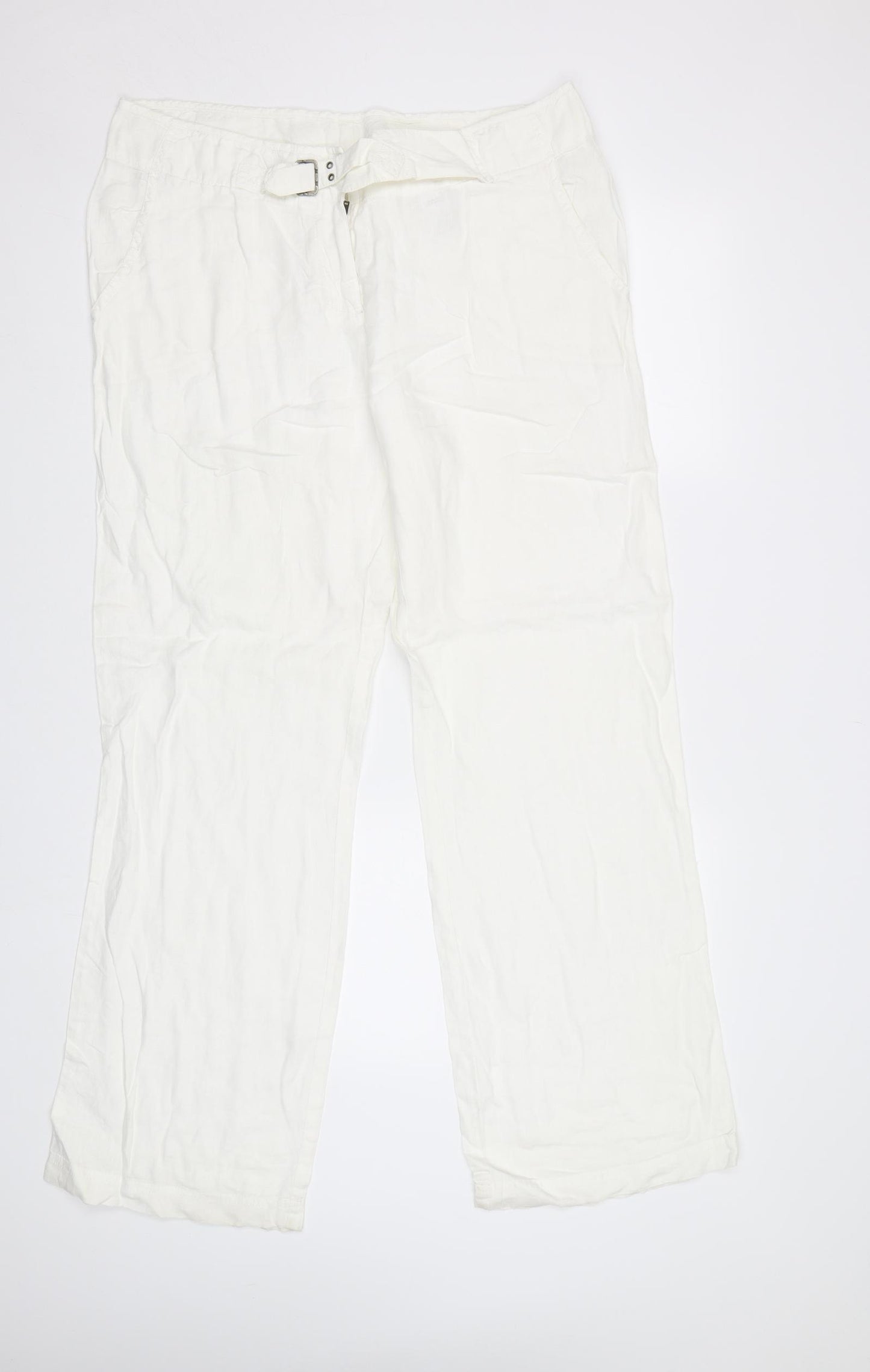 M&S Womens White   Trousers  Size 14 L32 in