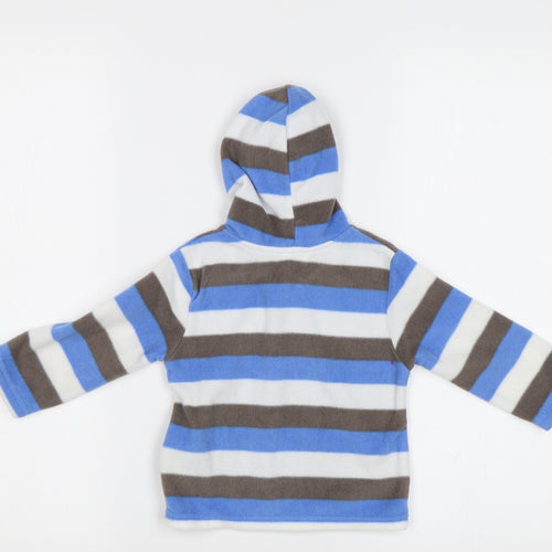 Preworn Baby Blue Striped  Full Zip Jumper Size 12-18 Months
