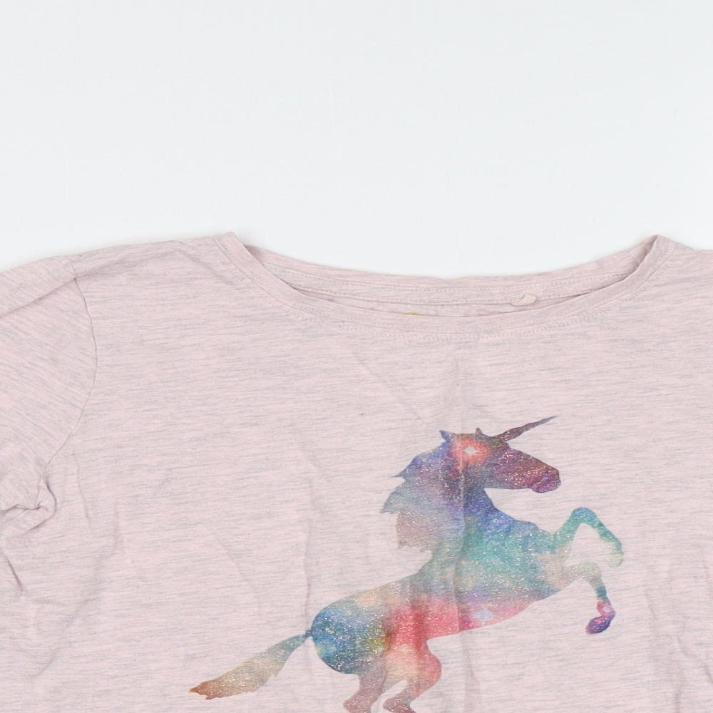 NEXT Girls Pink   Basic T-Shirt Size 9 Years  - Unicorn