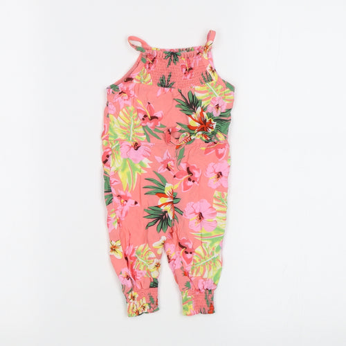 Primark Baby Pink Floral  Dungaree One-Piece Size 0-3 Months