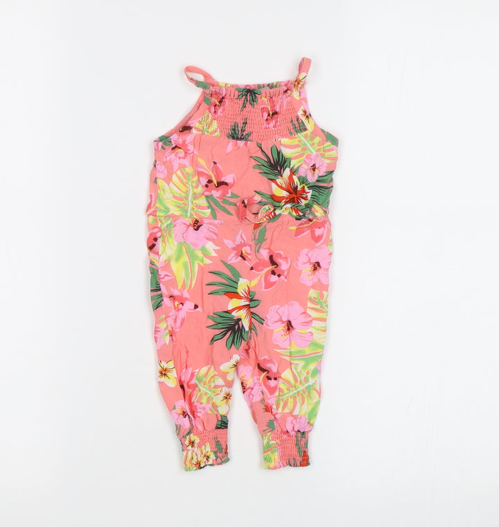 Primark Baby Pink Floral  Dungaree One-Piece Size 0-3 Months