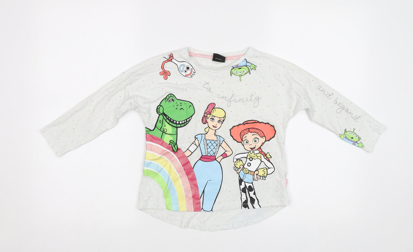 TU Girls White Polka Dot  Basic T-Shirt Size 5-6 Years  - Toy Story