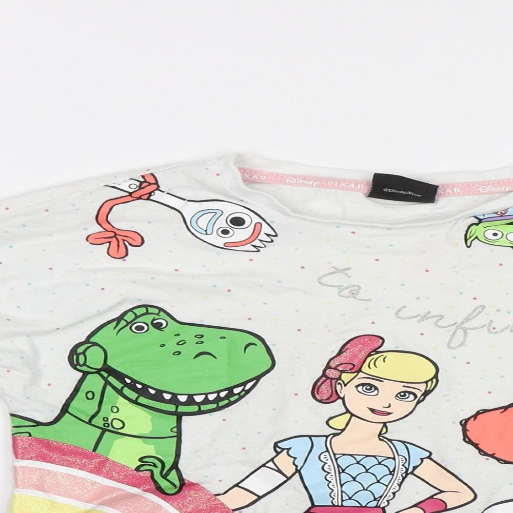 TU Girls White Polka Dot  Basic T-Shirt Size 5-6 Years  - Toy Story
