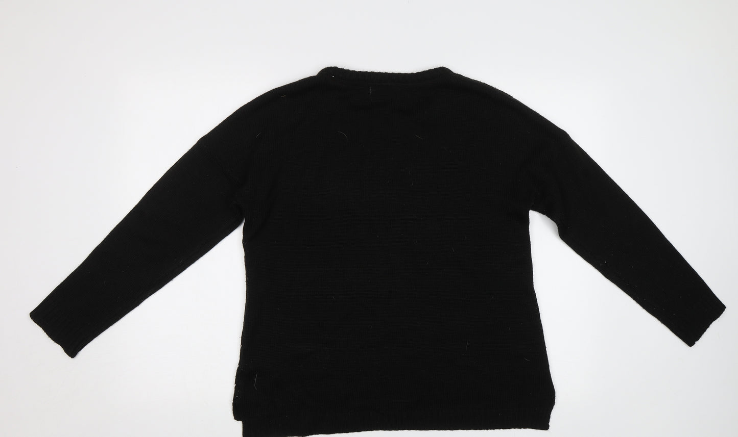 South Womens Black Polka Dot  Pullover Jumper Size 14  - Xmas jumper