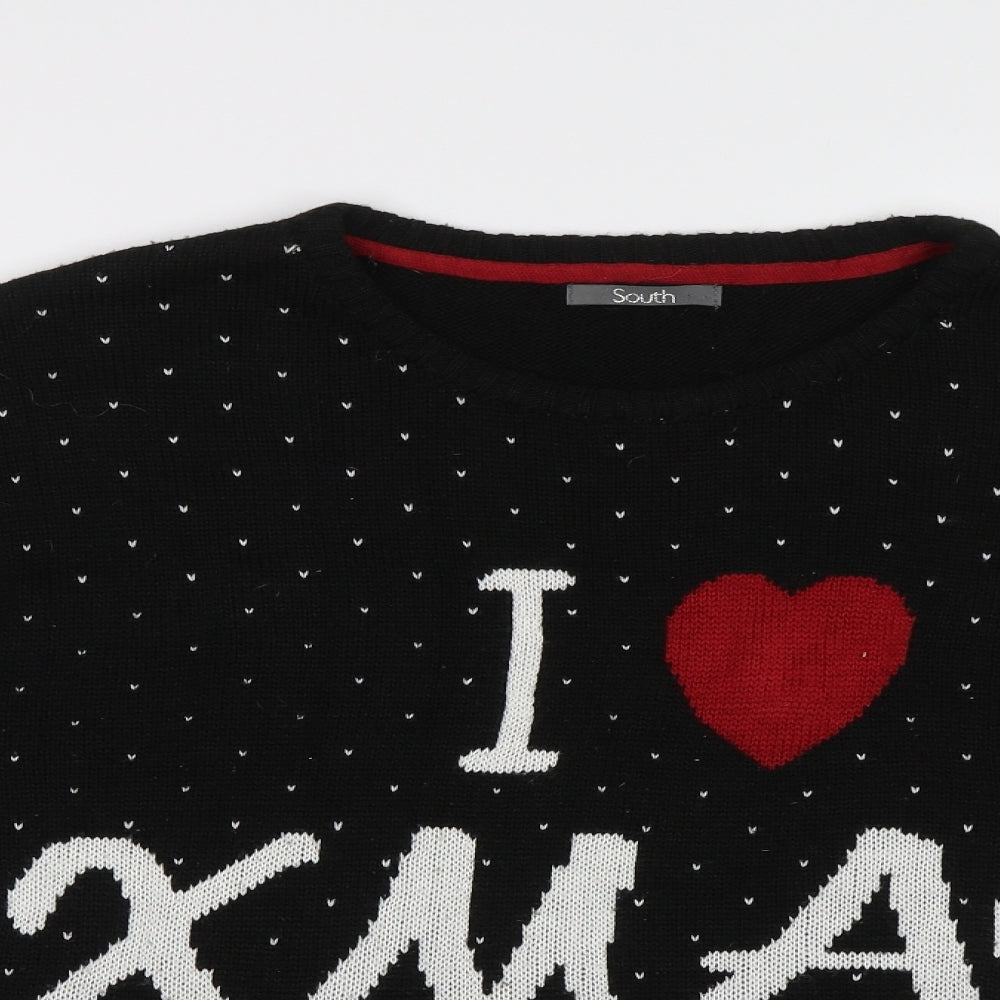 South Womens Black Polka Dot  Pullover Jumper Size 14  - Xmas jumper