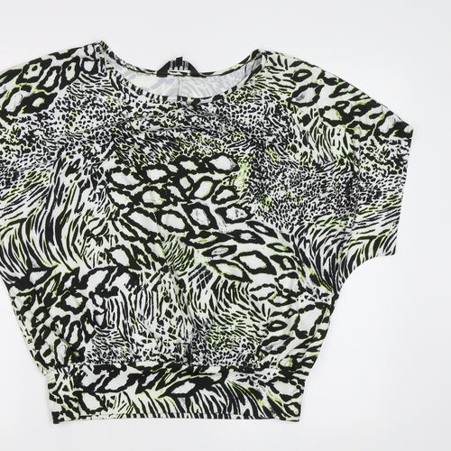 Envy Womens Green Animal Print  Basic Blouse Size 12