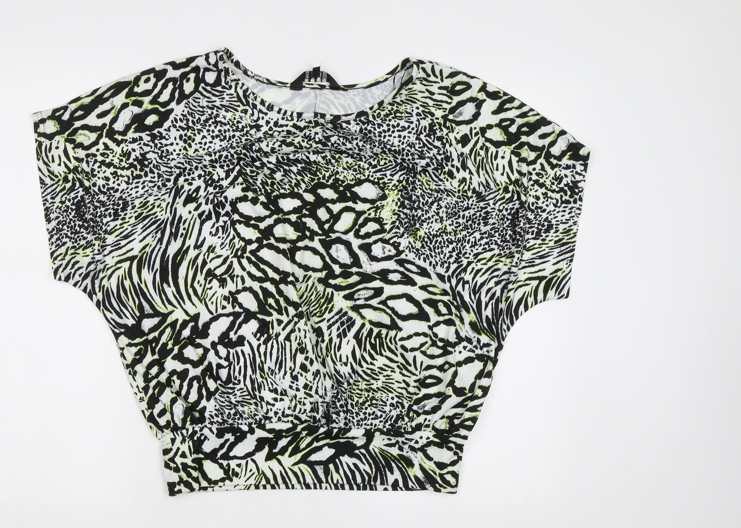 Envy Womens Green Animal Print  Basic Blouse Size 12