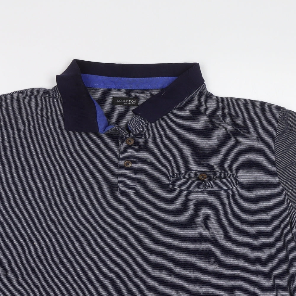 Debenhams Mens Blue Striped   Polo Size L