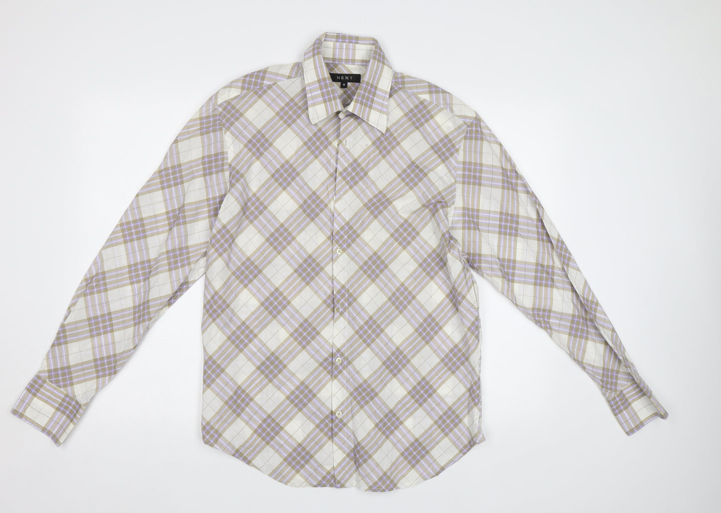 NEXT Mens Beige Check   Button-Up Size M